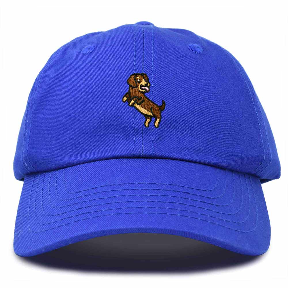 Dalix Dachshund Embroidered Cotton Dad Hat Casual Adjustable Baseball Cap for Dog Lovers Womens in Royal Blue