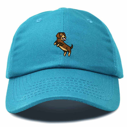 Dalix Dachshund Embroidered Cotton Dad Hat Casual Adjustable Baseball Cap for Dog Lovers Womens in Teal