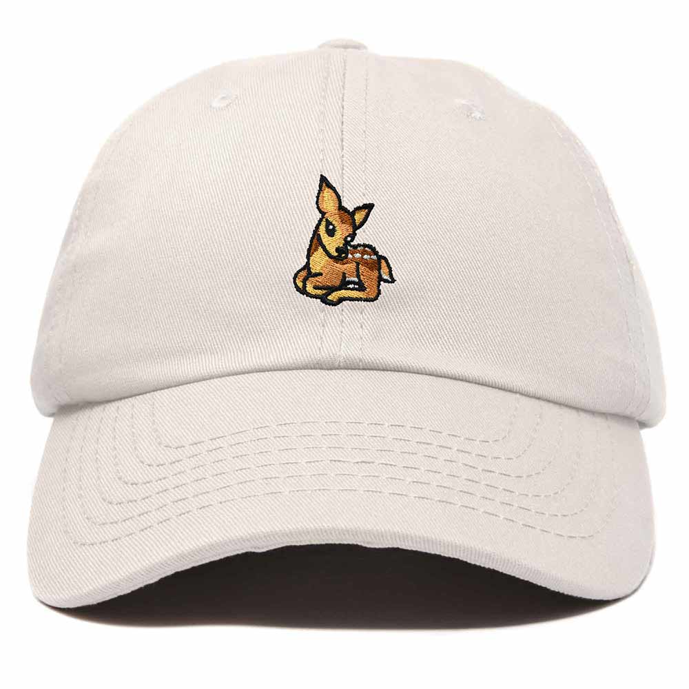 Dalix Fawn Embroidered Cotton Dad Hat Deer Adjustable Casual Baseball Cap Nature Womens in Beige