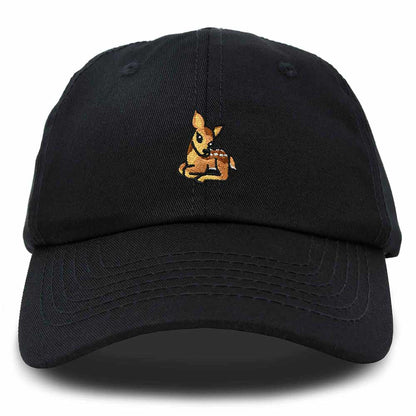 Dalix Fawn Embroidered Cotton Dad Hat Deer Adjustable Casual Baseball Cap Nature Womens in Black