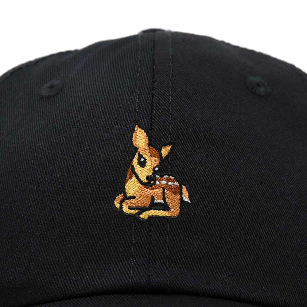 Dalix Fawn Embroidered Cotton Dad Hat Deer Adjustable Casual Baseball Cap Nature Womens in Black