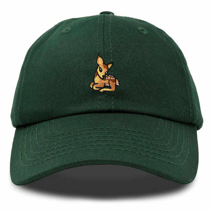 Dalix Fawn Embroidered Cotton Dad Hat Deer Adjustable Casual Baseball Cap Nature Womens in Dark Green