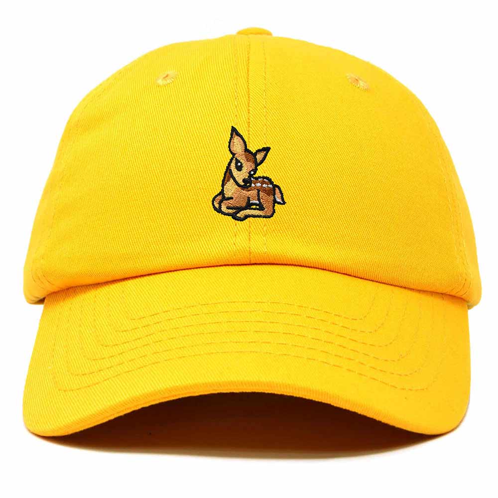 Dalix Fawn Embroidered Cotton Dad Hat Deer Adjustable Casual Baseball Cap Nature Womens in Gold