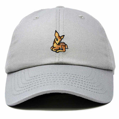 Dalix Fawn Embroidered Cotton Dad Hat Deer Adjustable Casual Baseball Cap Nature Womens in Gray