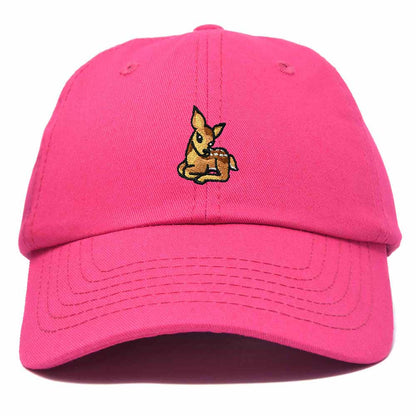 Dalix Fawn Embroidered Cotton Dad Hat Deer Adjustable Casual Baseball Cap Nature Womens in Hot Pink