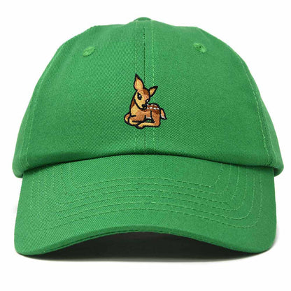 Dalix Fawn Embroidered Cotton Dad Hat Deer Adjustable Casual Baseball Cap Nature Womens in Kelly Green