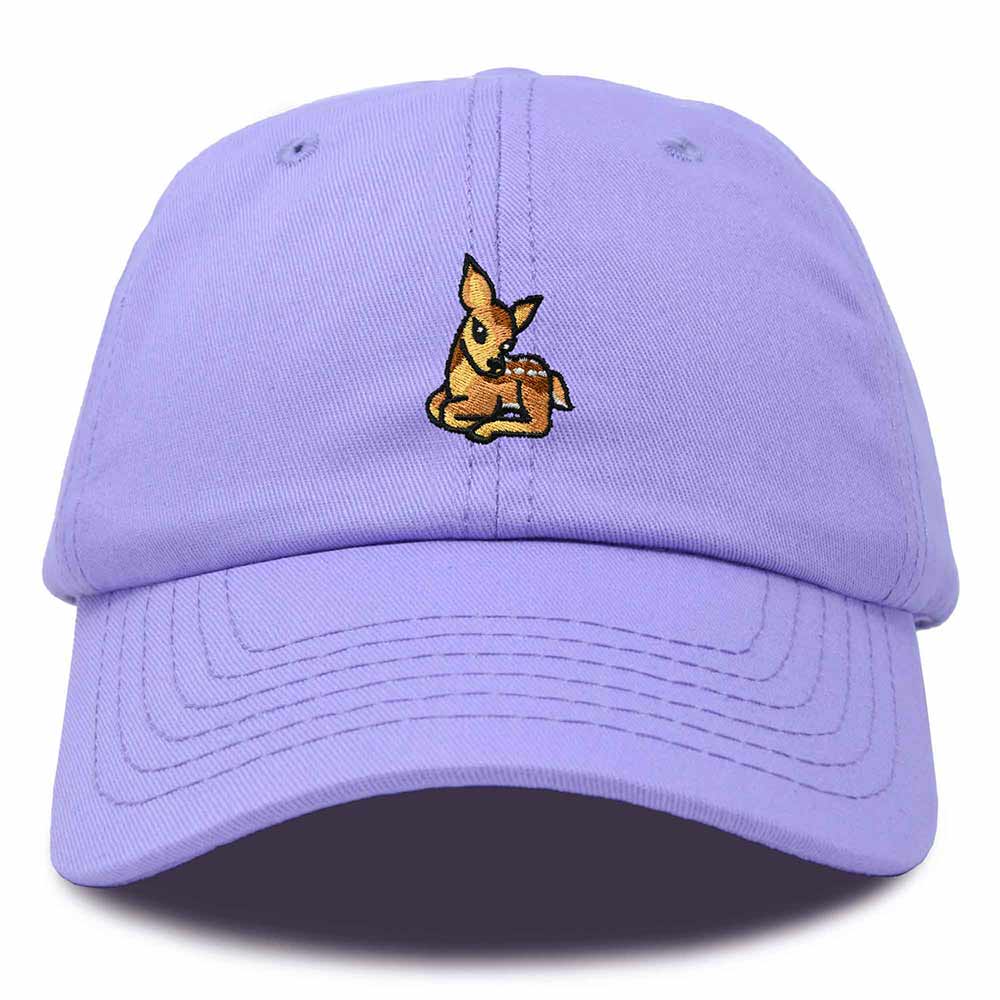 Dalix Fawn Embroidered Cotton Dad Hat Deer Adjustable Casual Baseball Cap Nature Womens in Lavender