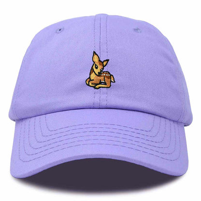 Dalix Fawn Embroidered Cotton Dad Hat Deer Adjustable Casual Baseball Cap Nature Womens in Lavender