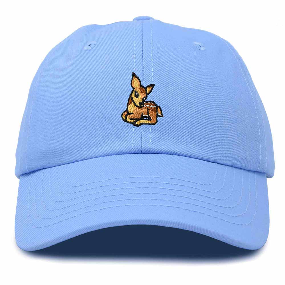 Dalix Fawn Embroidered Cotton Dad Hat Deer Adjustable Casual Baseball Cap Nature Womens in Light Blue