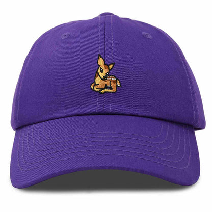 Dalix Fawn Embroidered Cotton Dad Hat Deer Adjustable Casual Baseball Cap Nature Womens in Purple