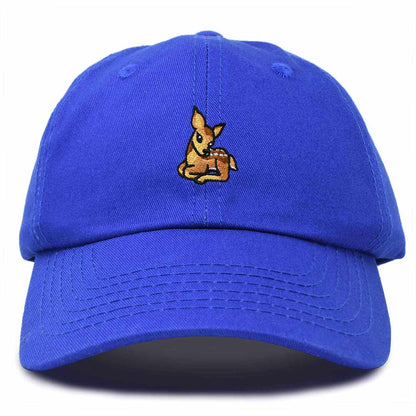 Dalix Fawn Embroidered Cotton Dad Hat Deer Adjustable Casual Baseball Cap Nature Womens in Royal Blue