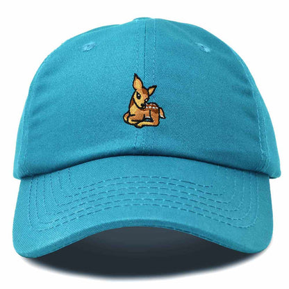 Dalix Fawn Embroidered Cotton Dad Hat Deer Adjustable Casual Baseball Cap Nature Womens in Teal