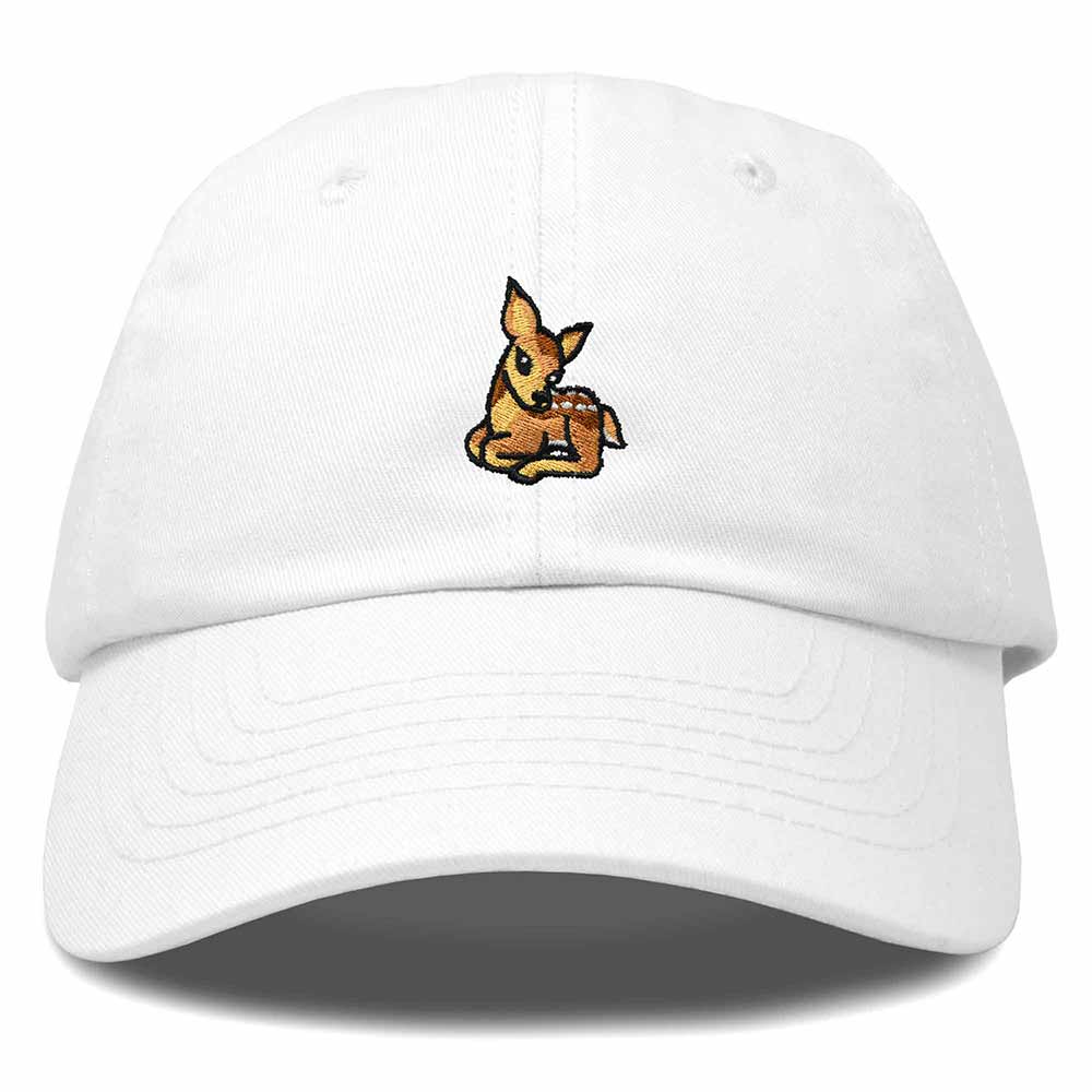 Dalix Fawn Embroidered Cotton Dad Hat Deer Adjustable Casual Baseball Cap Nature Womens in White