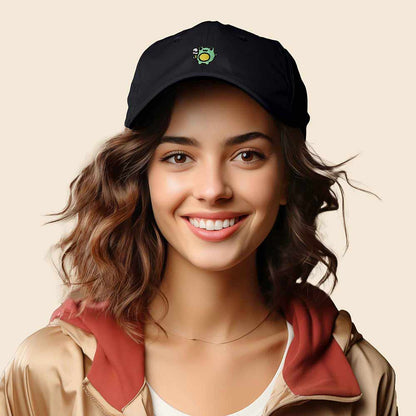 Dalix Gelato Frog Embroidered Womens Cotton Dad Hat Baseball Cap Adjustable in Black