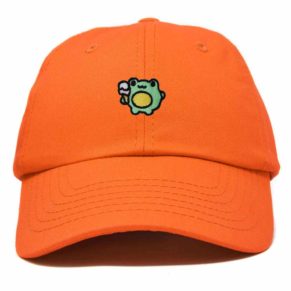 Dalix Gelato Frog Embroidered Womens Cotton Dad Hat Baseball Cap Adjustable in Orange