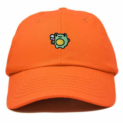 Dalix Gelato Frog Embroidered Womens Cotton Dad Hat Baseball Cap Adjustable in Orange