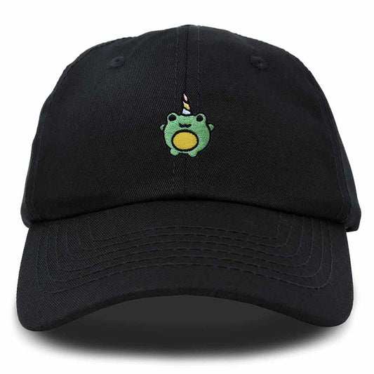 Dalix Froggy Unicorn Embroidered Cotton Dad Hat Baseball Cap Adjustable Mens Womens in Black