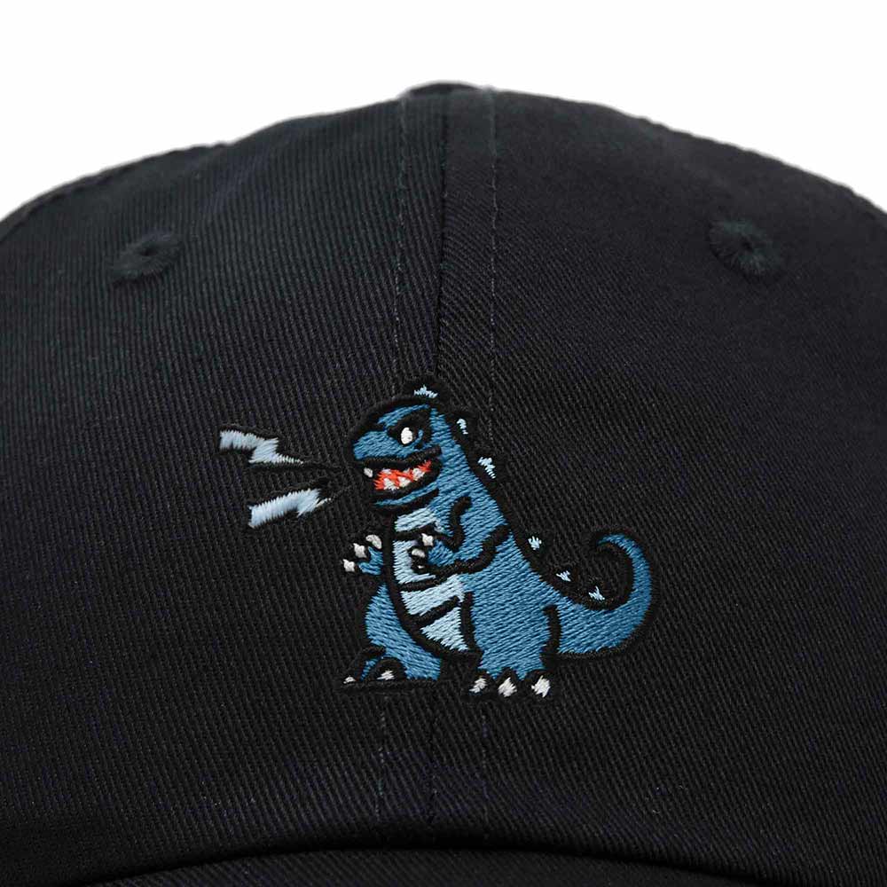 Dalix Giant Lizard Kaiju Embroidered Cotton Dad Hat Baseball Cap Adjustable Glow in the Dark Mens in Black