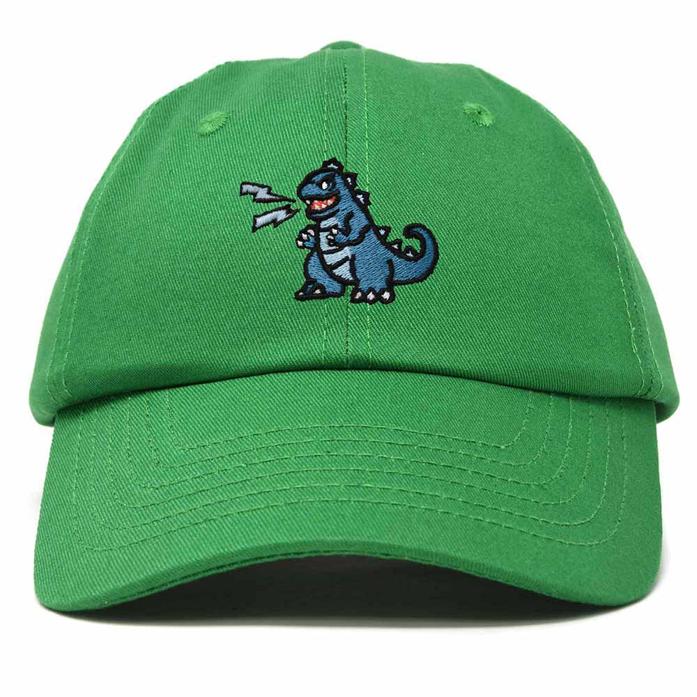 Dalix Giant Lizard Kaiju Embroidered Cotton Dad Hat Baseball Cap Adjustable Glow in the Dark Mens in Kelly Green