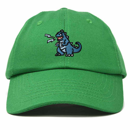 Dalix Giant Lizard Kaiju Embroidered Cotton Dad Hat Baseball Cap Adjustable Glow in the Dark Mens in Kelly Green