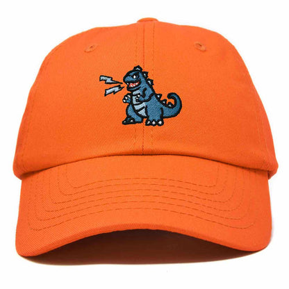 Dalix Giant Lizard Kaiju Embroidered Cotton Dad Hat Baseball Cap Adjustable Glow in the Dark Mens in Orange