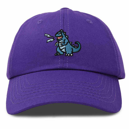 Dalix Giant Lizard Kaiju Embroidered Cotton Dad Hat Baseball Cap Adjustable Glow in the Dark Mens in Purple