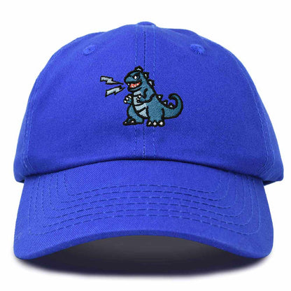 Dalix Giant Lizard Kaiju Embroidered Cotton Dad Hat Baseball Cap Adjustable Glow in the Dark Mens in Royal Blue