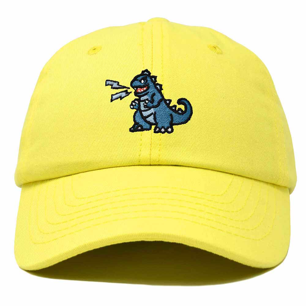 Dalix Giant Lizard Kaiju Embroidered Cotton Dad Hat Baseball Cap Adjustable Glow in the Dark Mens in Yellow