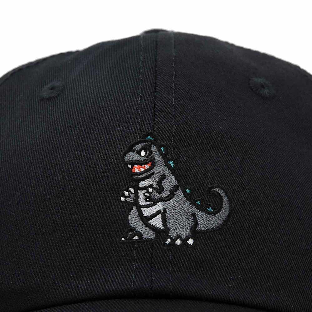 Dalix Giant Lizard Kaiju Embroidered Cotton Dad Hat Baseball Cap Adjustable Glow in the Dark Mens in Black