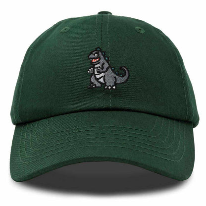 Dalix Giant Lizard Kaiju Embroidered Cotton Dad Hat Baseball Cap Adjustable Glow in the Dark Mens in Dark Green