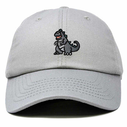 Dalix Giant Lizard Kaiju Embroidered Cotton Dad Hat Baseball Cap Adjustable Glow in the Dark Mens in Gray