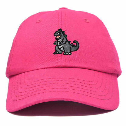 Dalix Giant Lizard Kaiju Embroidered Cotton Dad Hat Baseball Cap Adjustable Glow in the Dark Mens in Hot Pink