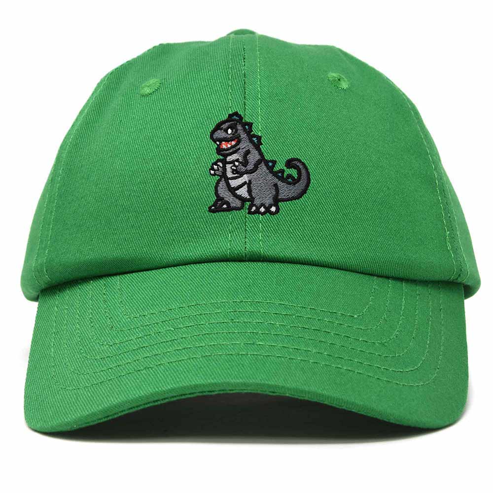 Dalix Giant Lizard Kaiju Embroidered Cotton Dad Hat Baseball Cap Adjustable Glow in the Dark Mens in Kelly Green