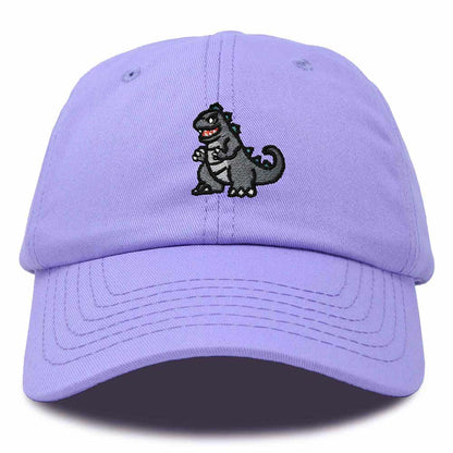 Dalix Giant Lizard Kaiju Embroidered Cotton Dad Hat Baseball Cap Adjustable Glow in the Dark Mens in Lavender