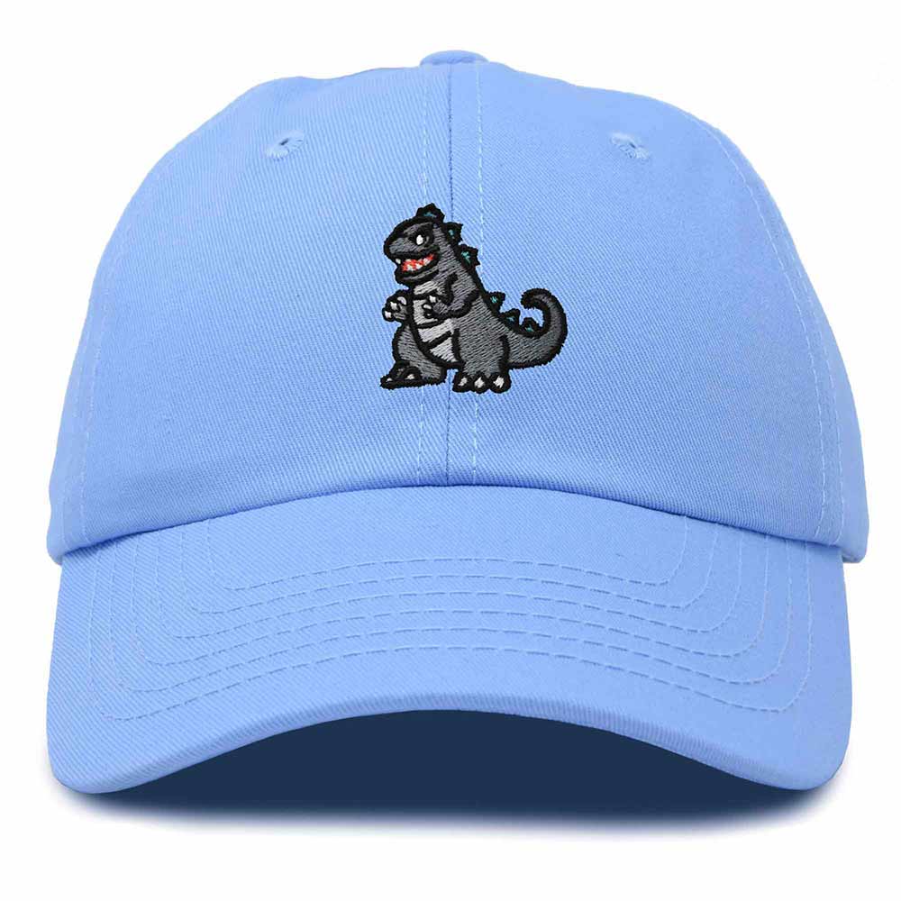 Dalix Giant Lizard Kaiju Embroidered Cotton Dad Hat Baseball Cap Adjustable Glow in the Dark Mens in Light Blue