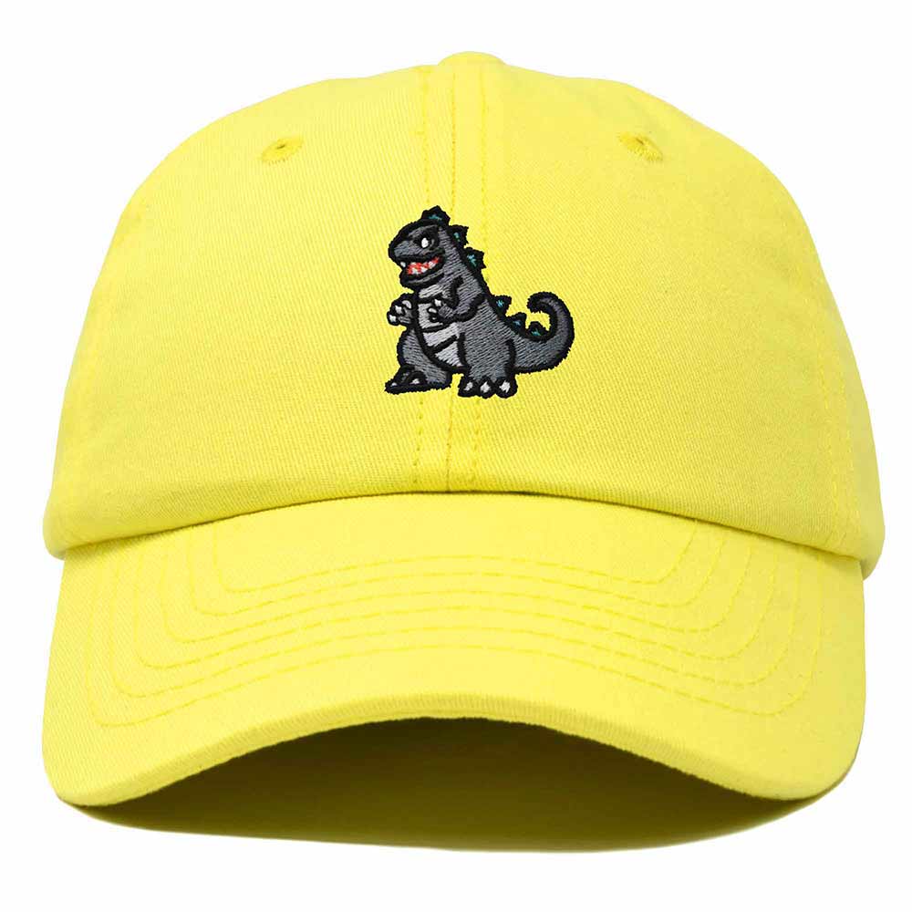 Dalix Giant Lizard Kaiju Embroidered Cotton Dad Hat Baseball Cap Adjustable Glow in the Dark Mens in Yellow