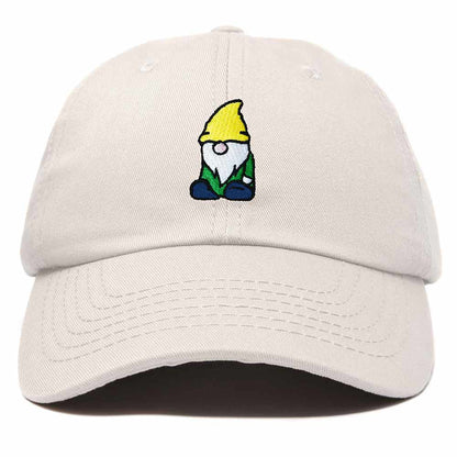 Dalix Gnome Embroidered Cotton Baseball Cap Adjustable Dad Hat Mens in Beige