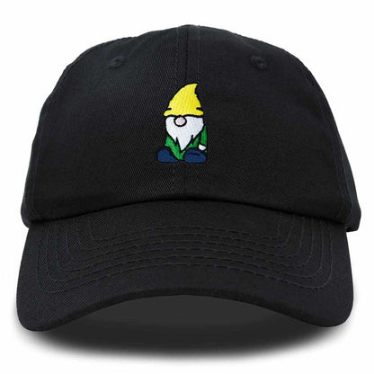 Dalix Gnome Embroidered Cotton Baseball Cap Adjustable Dad Hat Mens in Black