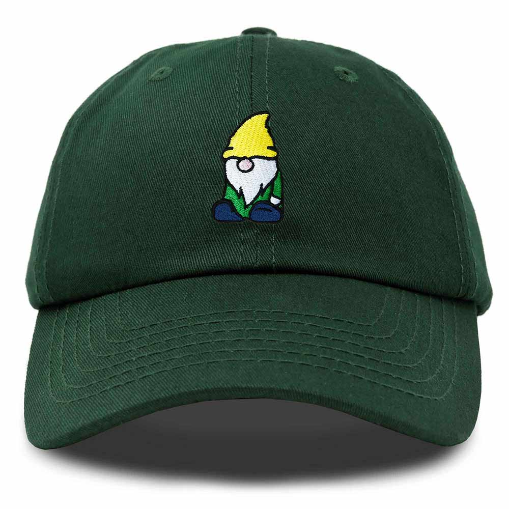 Dalix Gnome Embroidered Cotton Baseball Cap Adjustable Dad Hat Mens in Dark Green