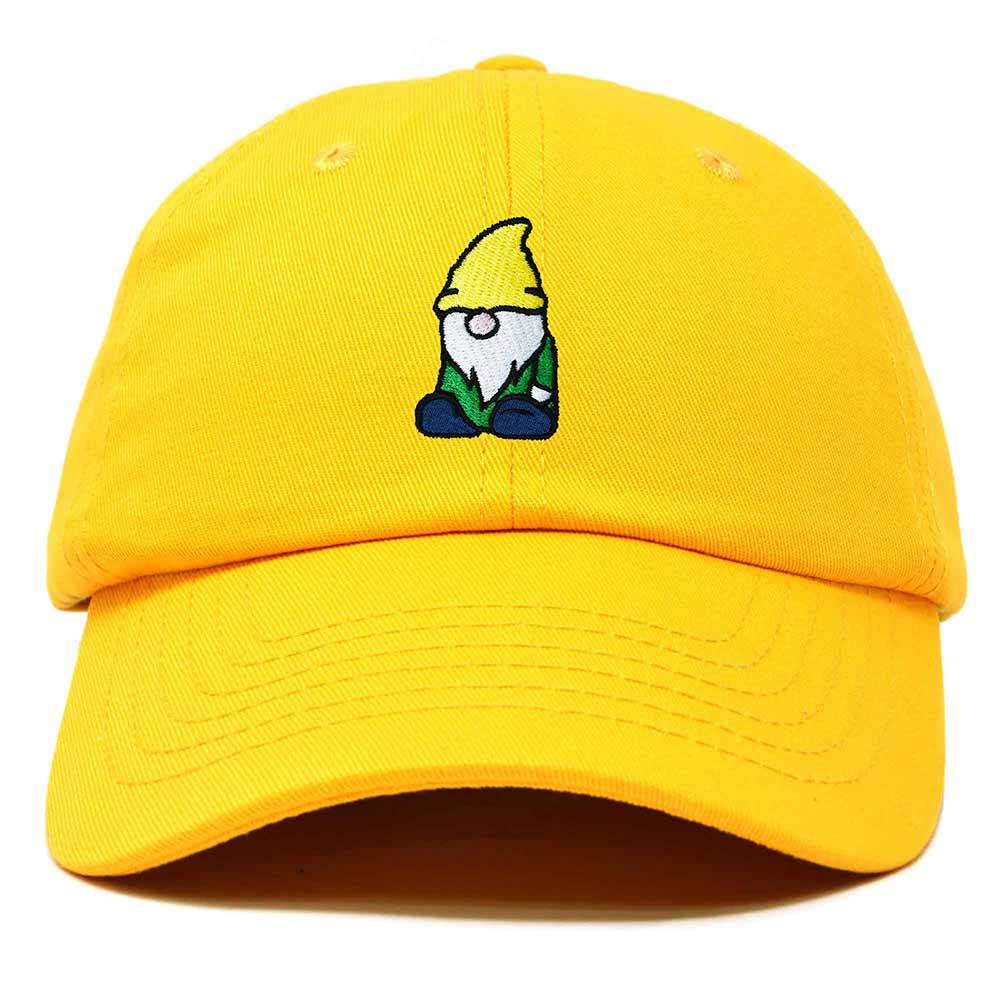 Dalix Gnome Embroidered Cotton Baseball Cap Adjustable Dad Hat Mens in Gold