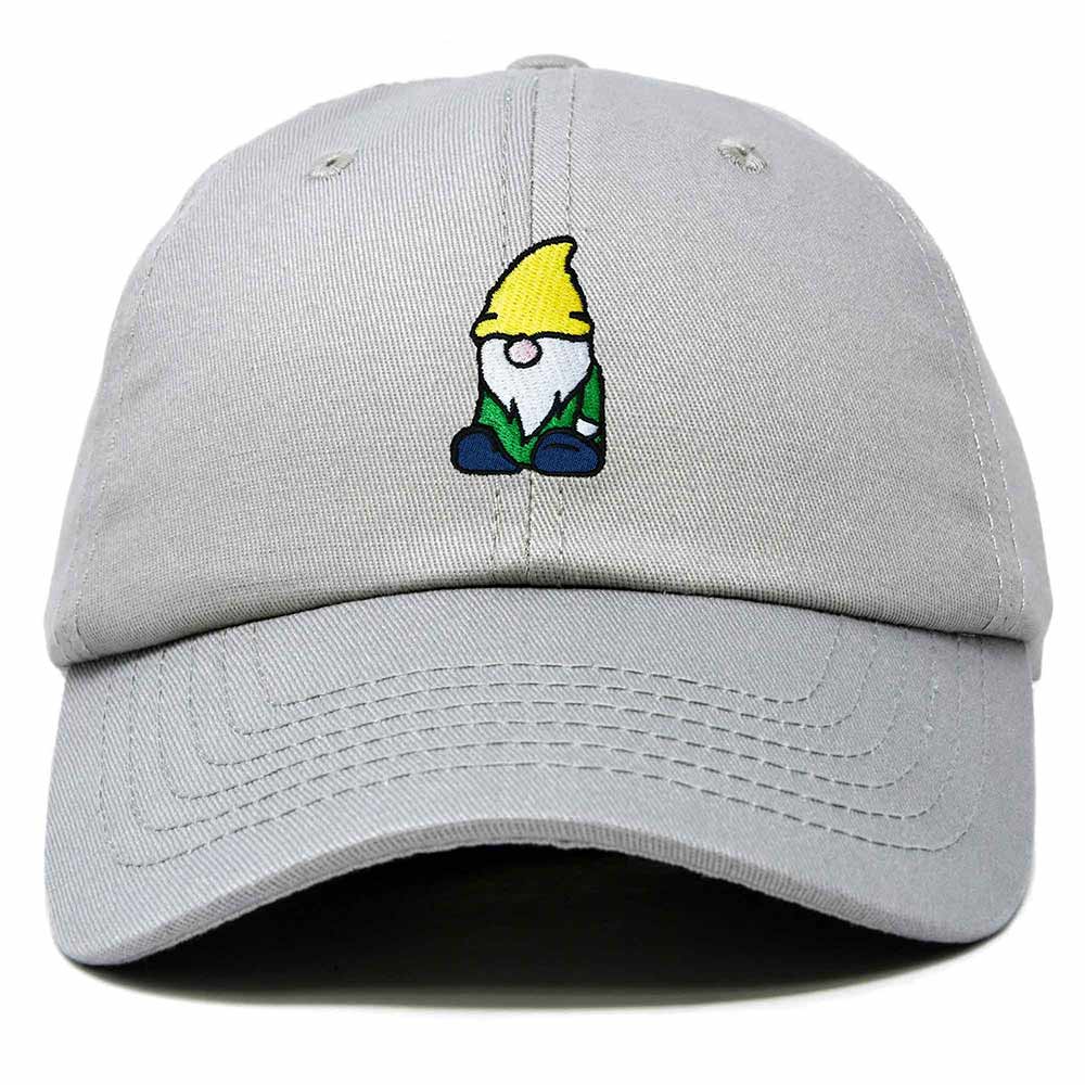Dalix Gnome Embroidered Cotton Baseball Cap Adjustable Dad Hat Mens in Gray