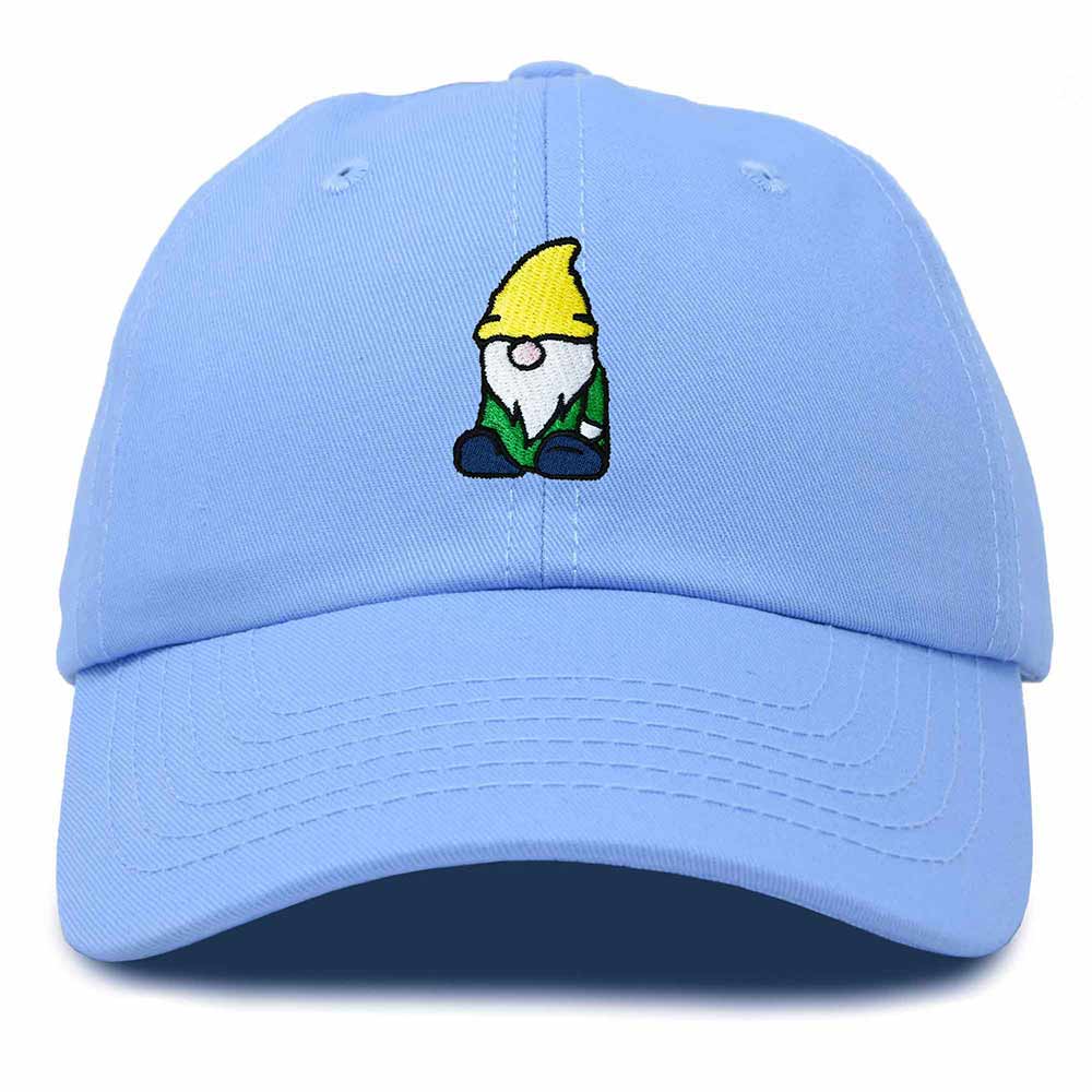 Dalix Gnome Embroidered Cotton Baseball Cap Adjustable Dad Hat Mens in Light Blue