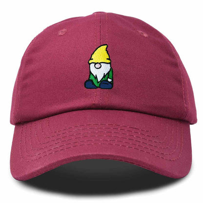 Dalix Gnome Embroidered Cotton Baseball Cap Adjustable Dad Hat Mens in Maroon