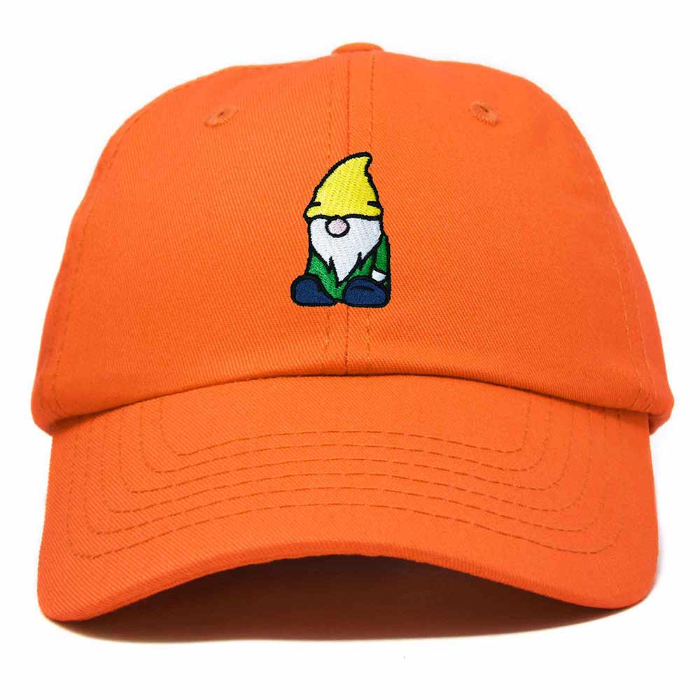 Dalix Gnome Embroidered Cotton Baseball Cap Adjustable Dad Hat Mens in Orange