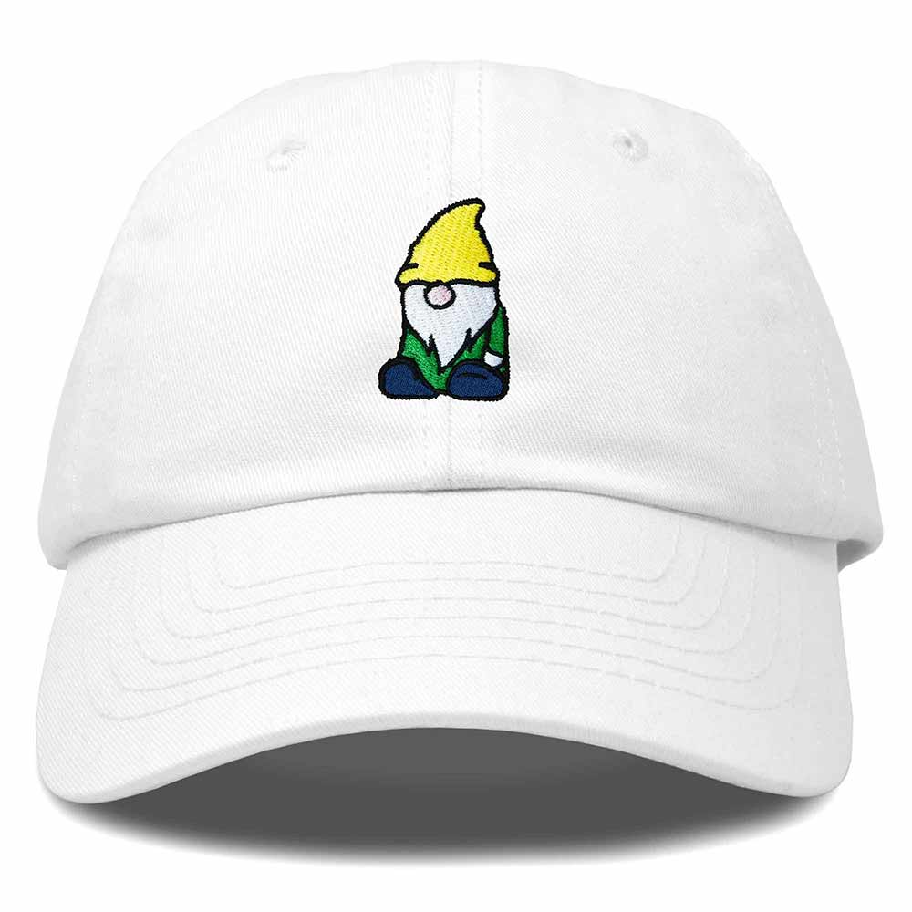 Dalix Gnome Embroidered Cotton Baseball Cap Adjustable Dad Hat Mens in White