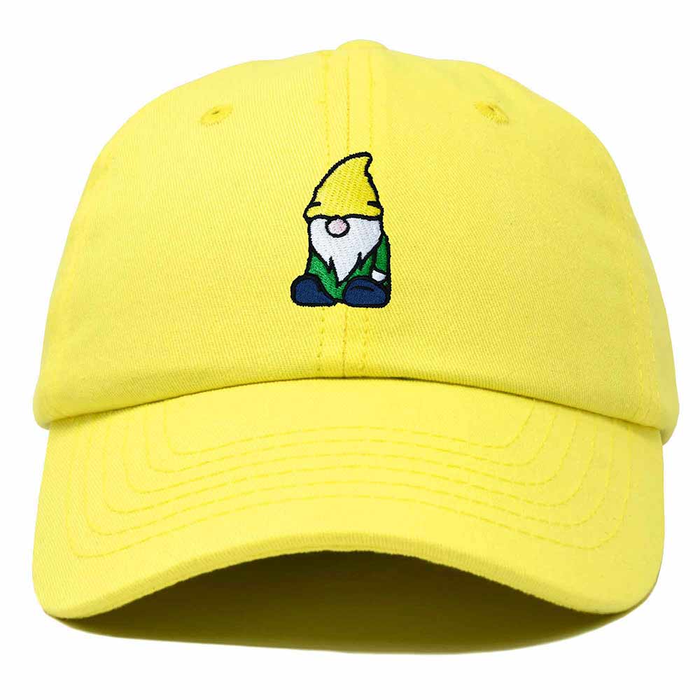 Dalix Gnome Embroidered Cotton Baseball Cap Adjustable Dad Hat Mens in Yellow