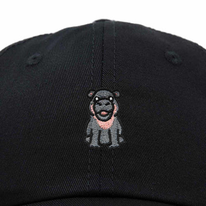 Dalix Hippo Embroidered Cotton Dad Hat Cute Animal Design Adjustable Baseball Cap for Everyday Wear Womens in Black