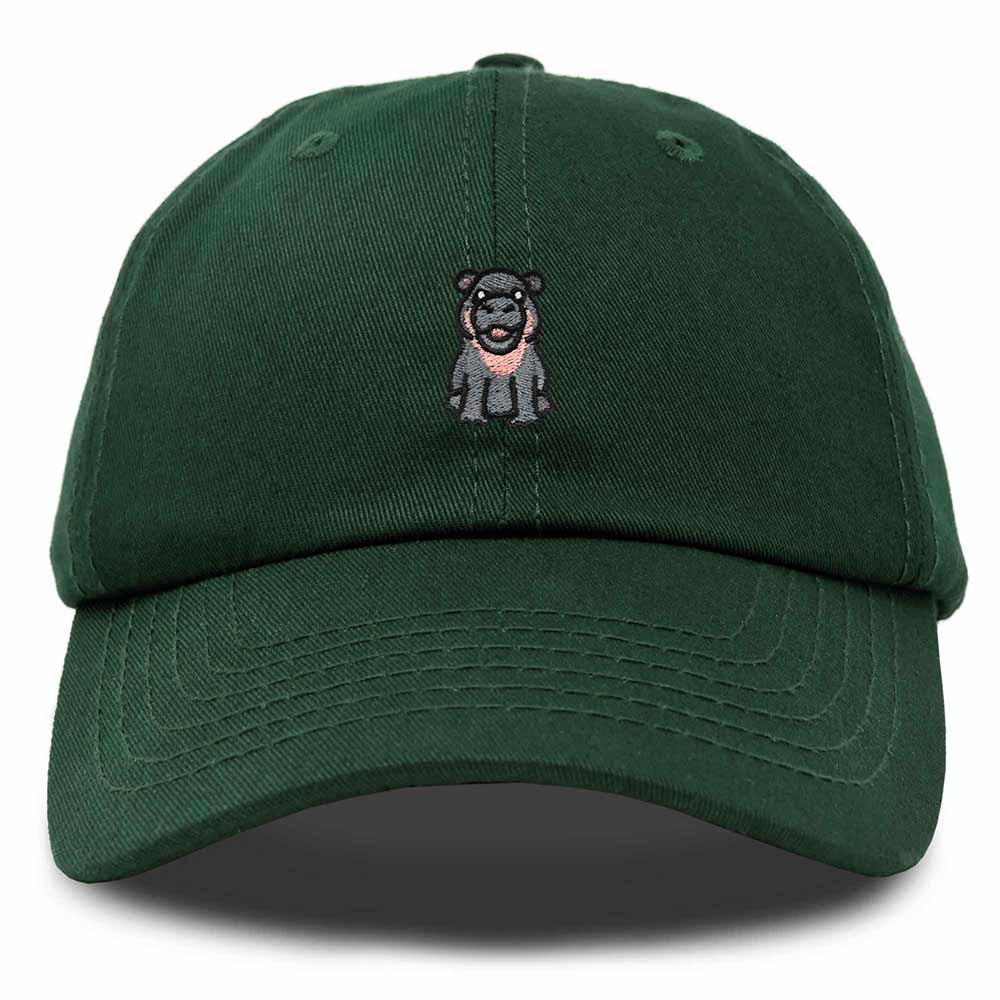 Dalix Hippo Embroidered Cotton Dad Hat Cute Animal Design Adjustable Baseball Cap for Everyday Wear Womens in Dark Green