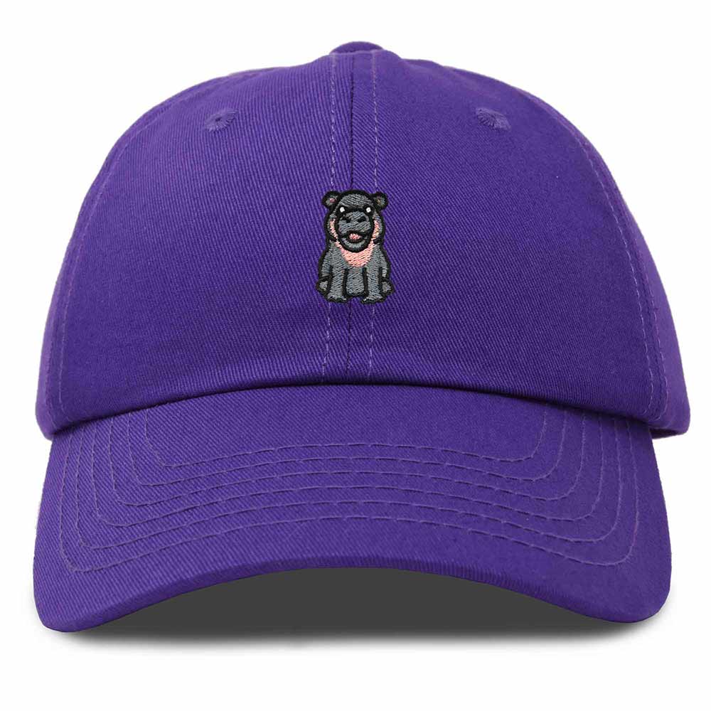 Dalix Hippo Embroidered Cotton Dad Hat Cute Animal Design Adjustable Baseball Cap for Everyday Wear Womens in Purple