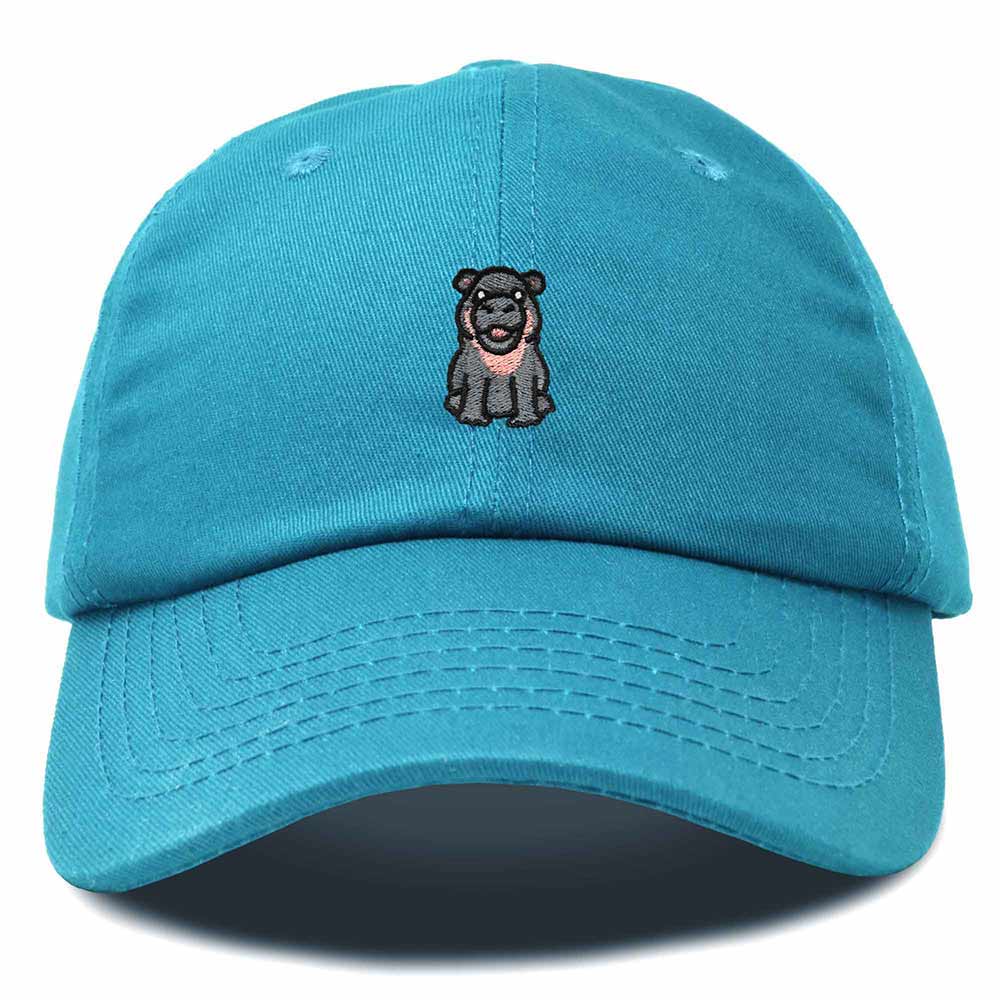 Dalix Hippo Embroidered Cotton Dad Hat Cute Animal Design Adjustable Baseball Cap for Everyday Wear Womens in Teal